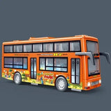 Children Inertia Pull Back Vehicles Toy Double Decker Sightseeing Bus Open Door Lights Music Die Cast Vehicles Toys for Boys