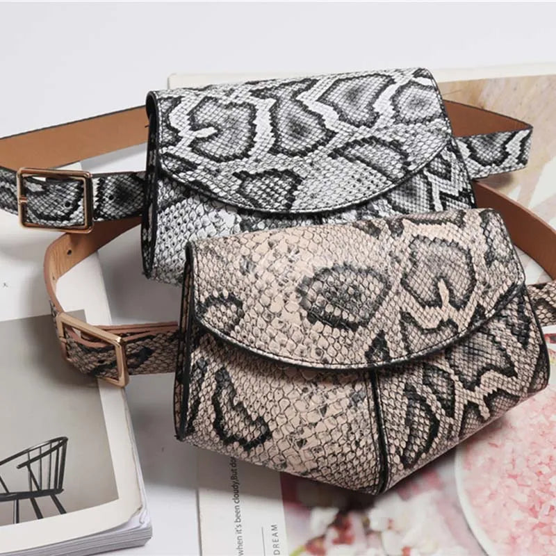 Women's Snake Waist Bag Heart Shaped Belt Bags Brand Designer Fanny Pack PU Leather Crossbody Chest Bag Fashion Small Hip Purse