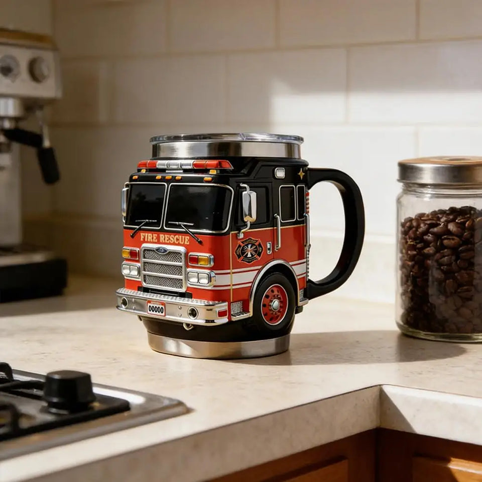Fire Truck Model Stainless Steel Coffee Mug Rare Car Style Beer Milk Water Cup Home Party Table Decoration New Year Gifts