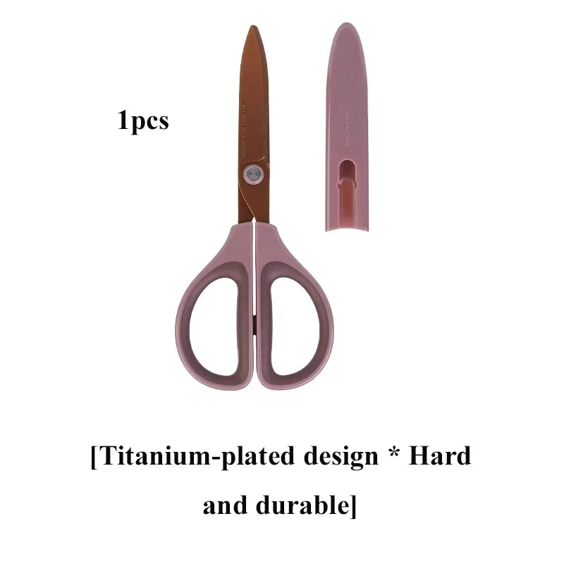KOKUYO SAXA Curved Scissors for Effortless Cutting Non-stick Fluorine/Titanium Coated Safety Round Tip Portable Safe Craft Tools