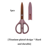 KOKUYO SAXA Curved Scissors for Effortless Cutting Non-stick Fluorine/Titanium Coated Safety Round Tip Portable Safe Craft Tools