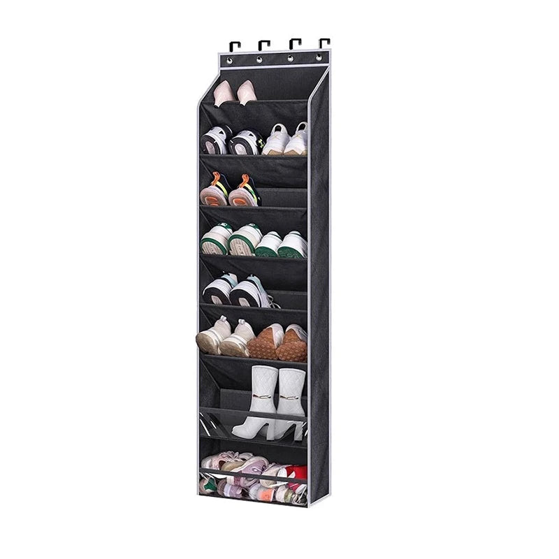 Multi-pockets Wall Storage Bag Large Over Door Hanging Shoe Organiser Behind Doors with 4 Metal Hooks Shoes Rack Storage Bags