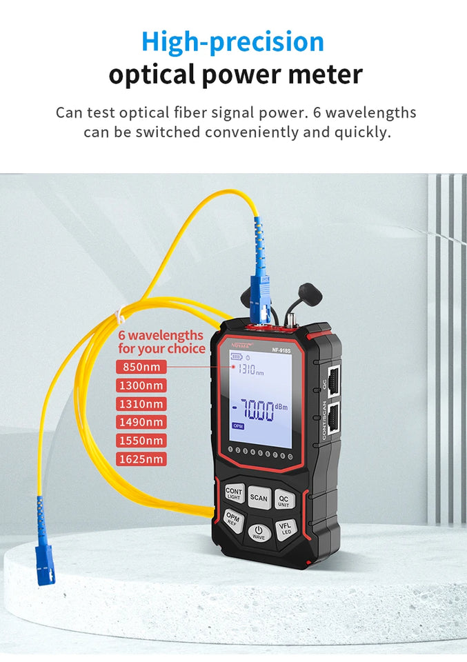 NOYAFA NF-918S Network Cable Tester Red Light Pen Wire Tracer with Optical Power Meter POE Check Wiremap Crimp Test Line Finder