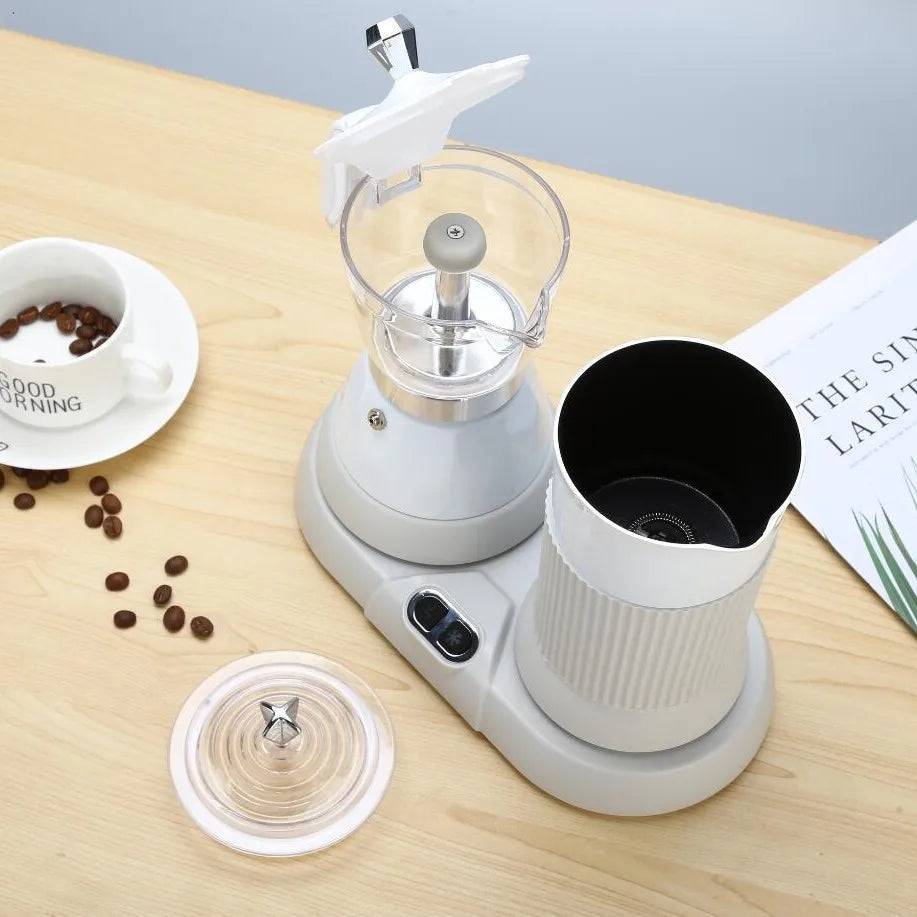 4 Cups Electric Coffee Machine Home Auto Milk Frothing All-In-One Machine Slow Extraction Italian Moka Pot Multifunction 400W