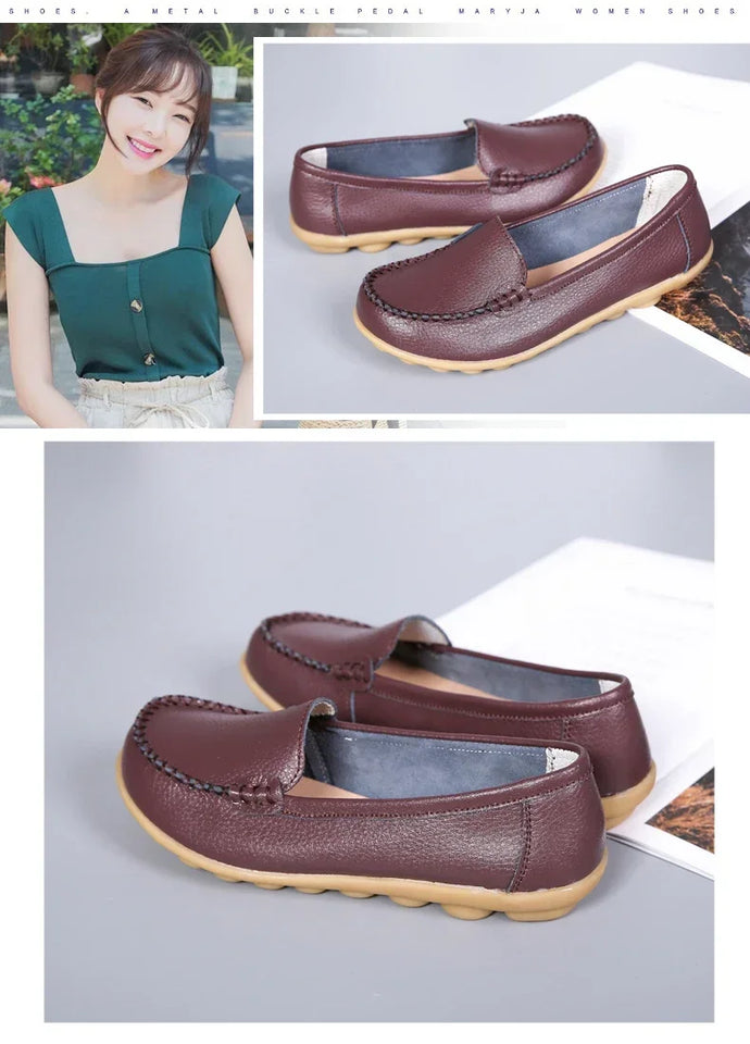 Women Flats Ballet Shoes Woman Cut Out Leather Breathable Moccasins Women Boat Shoes Ballerina Ladies Casual Shoes