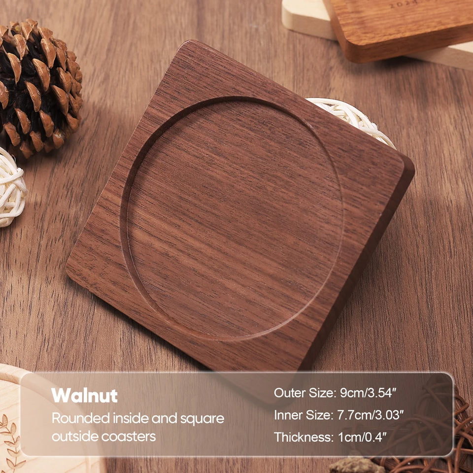 Wood Coasters for Drink Beech Coasters Heat Resistant Round Non-slip Pad Cup Coasters Tea Coffee Cup Pad for Home Table Kitchen