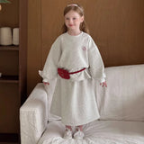 2025 Autumn Winter Girls' Outfit Vacation Children Letter Print Sweatshirt 2piece Set Skirt Casual Pullover Top 3y-10y Suit