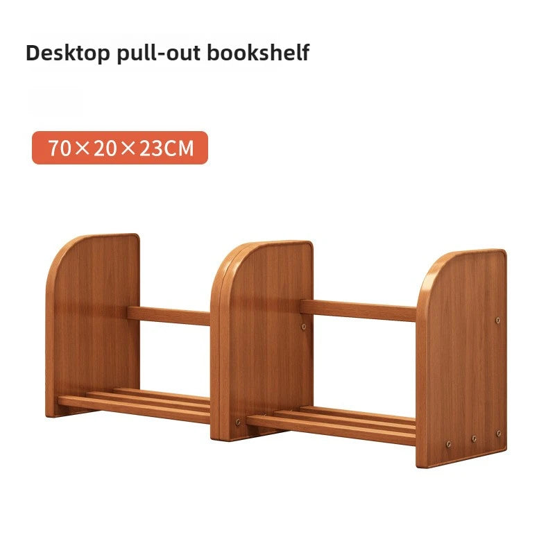 Solid wood bookshelf, desk shelf, desktop finishing, Nanzhu simple vertical table, small retractable storage shelf