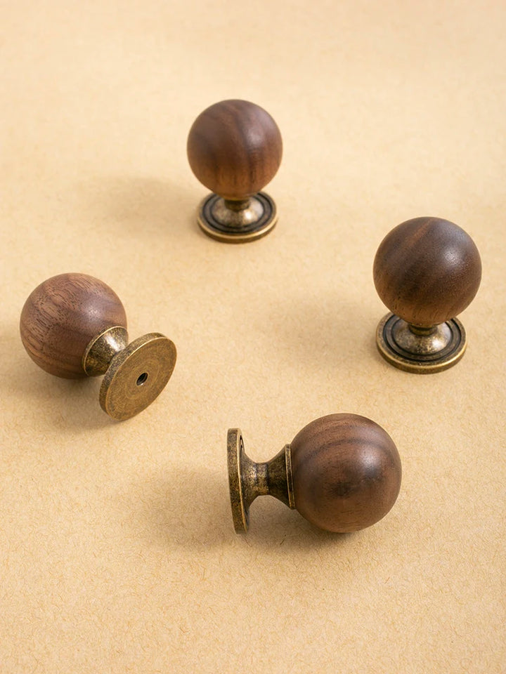 The Furniture Is Made Of Antique Walnut Wood With Solid Brass Small Handles Wardrobe Handles Kitchen Drawers Single-Hole Knobs