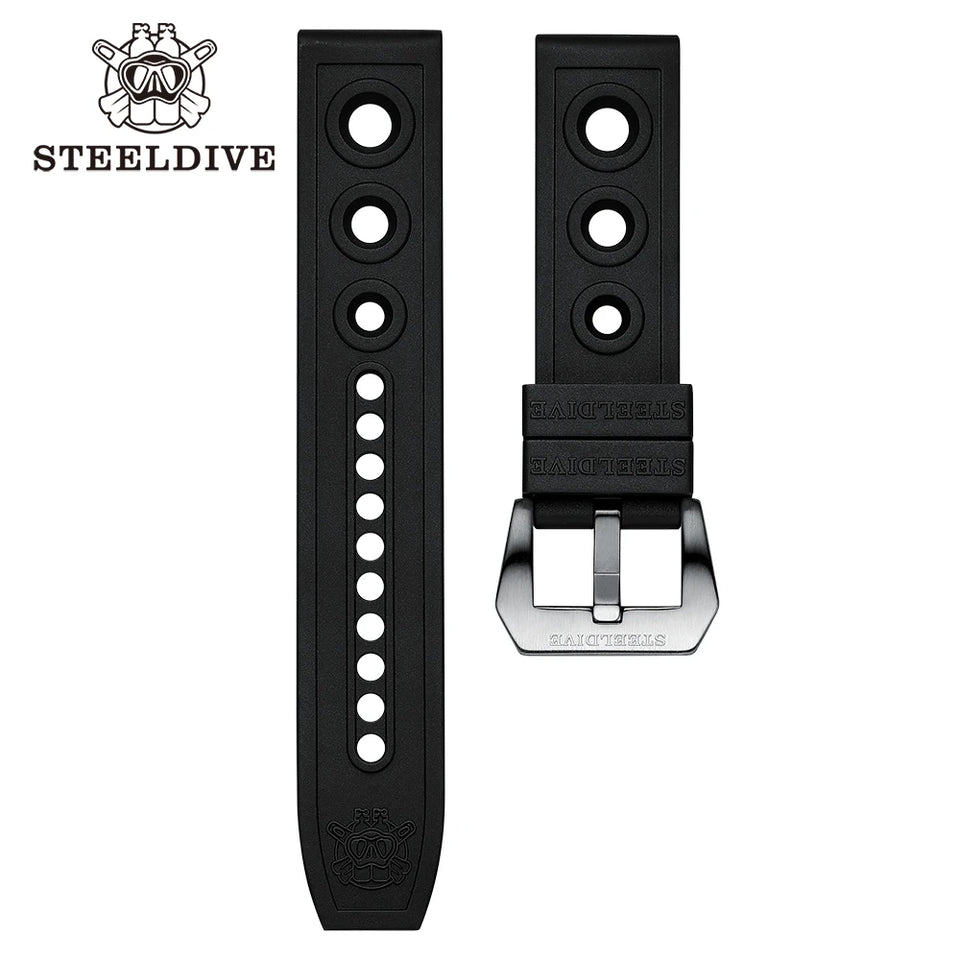 STEELDIVE Automatic Mechanical Strap Replacement Watch Bands Automatic Dive Watches Blue Rubber Strap 20/22mm
