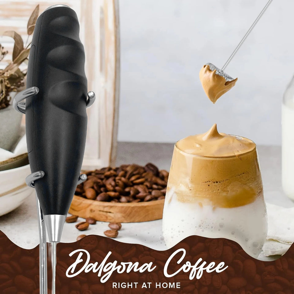 ONEKA Milk Frother Handheld Foam Maker For Latte Mini Whisk Coffee Cappuccino Frappe Matcha Hot Chocolate Drink Mixer