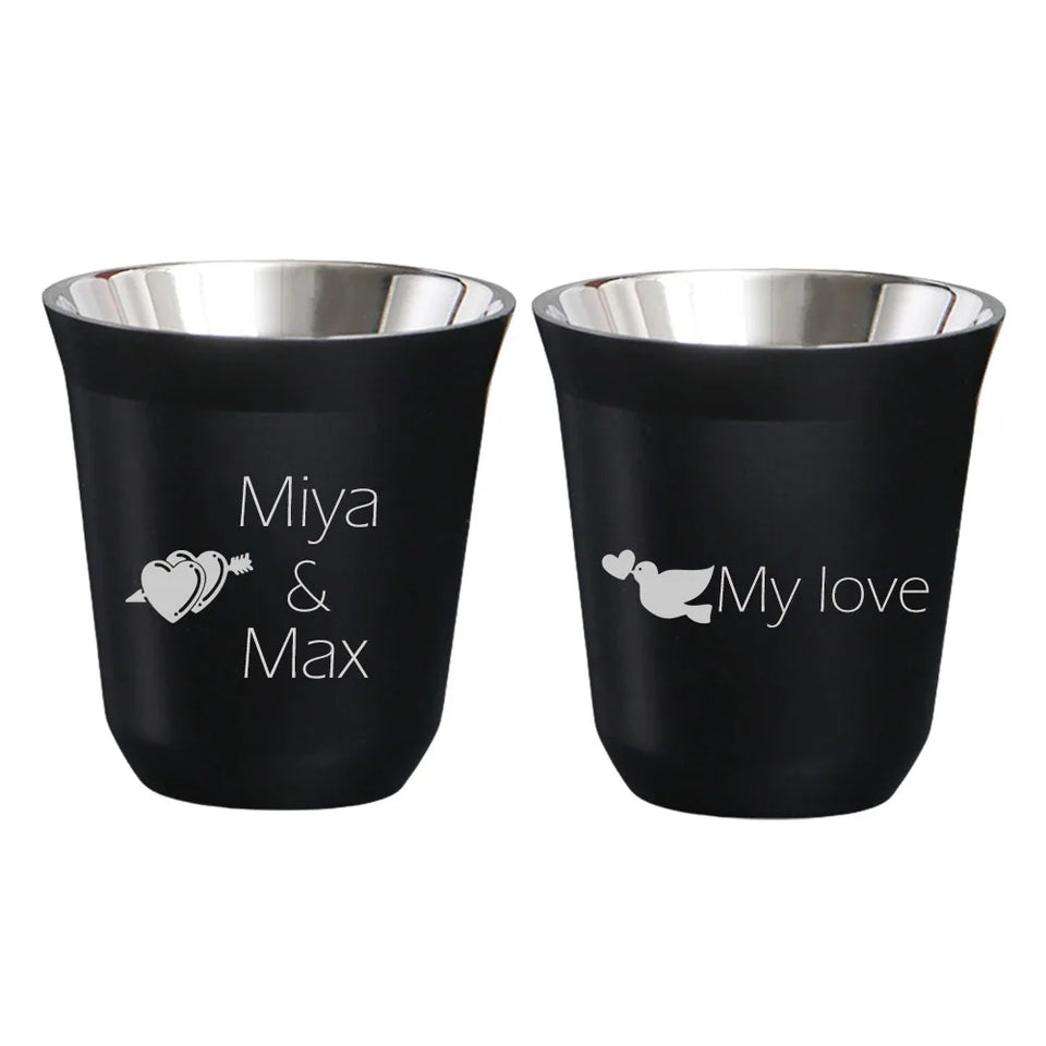 Custom Name Stainless Steel Espresso Cups Double Wall Insulated Cups Demitasse Cups Coffee Cup For Drinking Coffee, Gift for Him