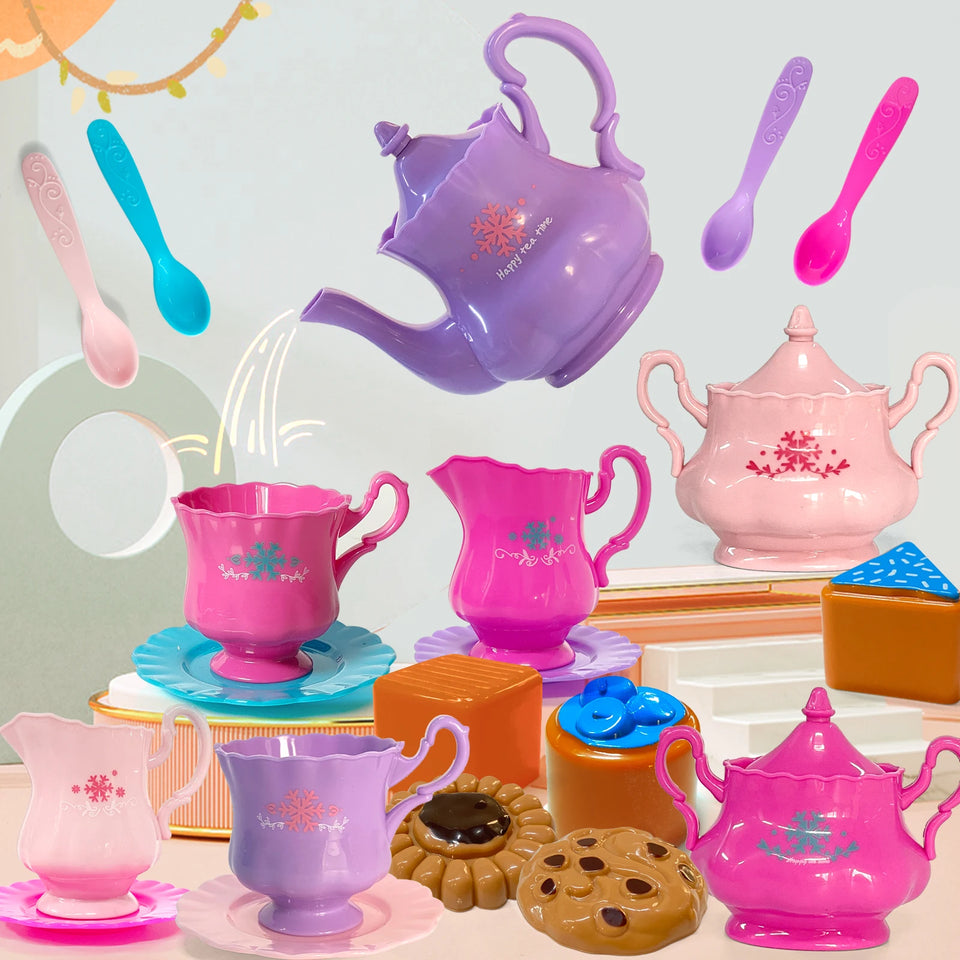 Tea Set For Little Girls, Tea Party Set, Tea Set For Toddlers Including Kettle, Cookies, Kids Play Food, Tea Party Accessories T