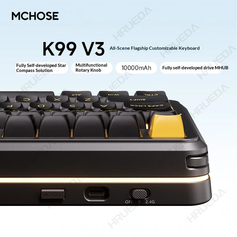 MCHOSE K99 V3 Mechanical Keyboard Tri-Mode Wireless ARGB Control Knob 10000mAh Dual 8K 0.125ms Hot-Swappable Custom Game Keyboar