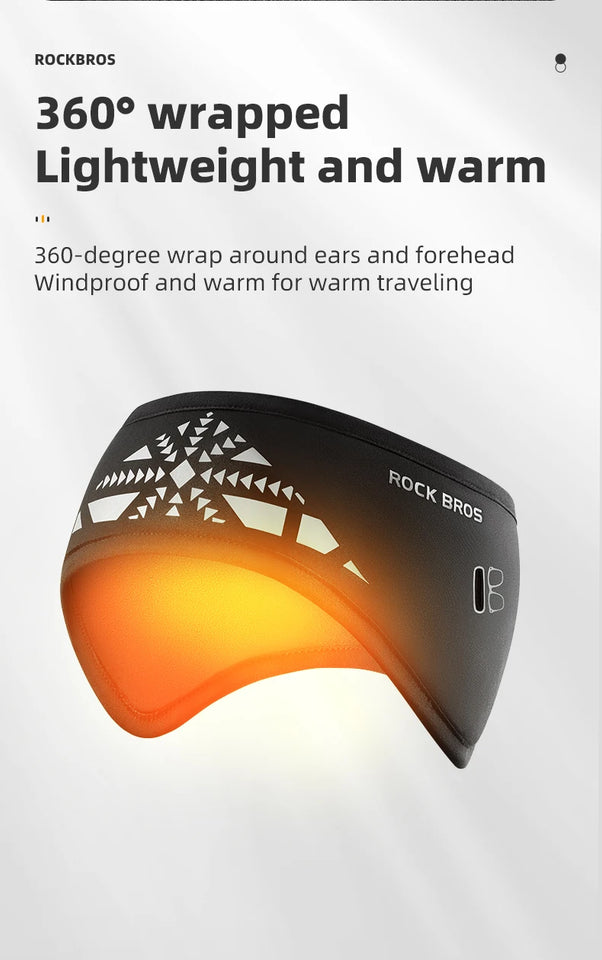 ROCKBROS Outdoor Cycling Headband Ear Warmer Men Winter Cycling Workout Windproof Double Layer Warm Earmuffs Headwear Sweatband