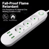 2500W Power Strip with 3USB Ports EU Plug Socket 2m Extension Cable Fast Charging Round Pin AC Outlet Electrical Charger Adapter
