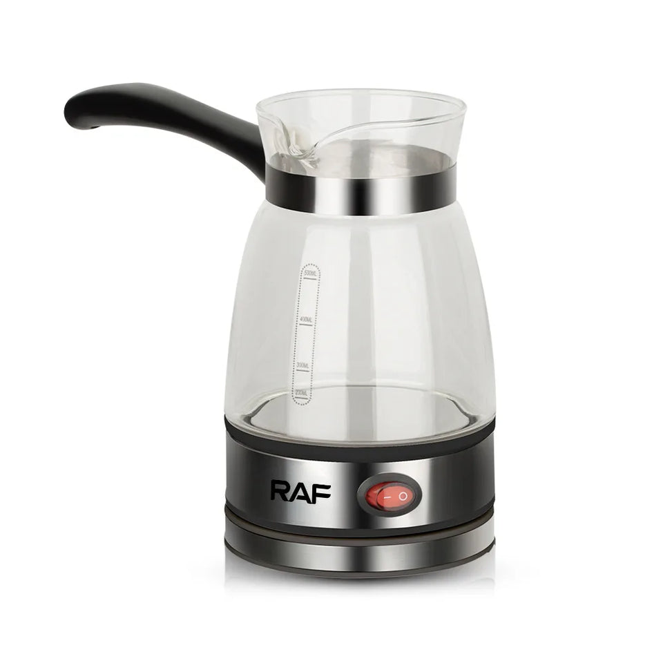 Electric Coffee Maker Glass Turkish Coffee Pot Italian Mocha Tea Milk Heating Machine Portable for Household Office 5-6 Cups