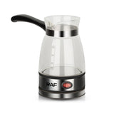 Electric Coffee Maker Glass Turkish Coffee Pot Italian Mocha Tea Milk Heating Machine Portable for Household Office 5-6 Cups