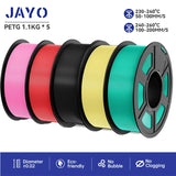 JAYO filaments petg 5Rolls Mixed colors 3D Printer Filament 1.75mm 100% No Bubble FDM 3D Printer Materials DIY Gift 1.1KG/1rolls
