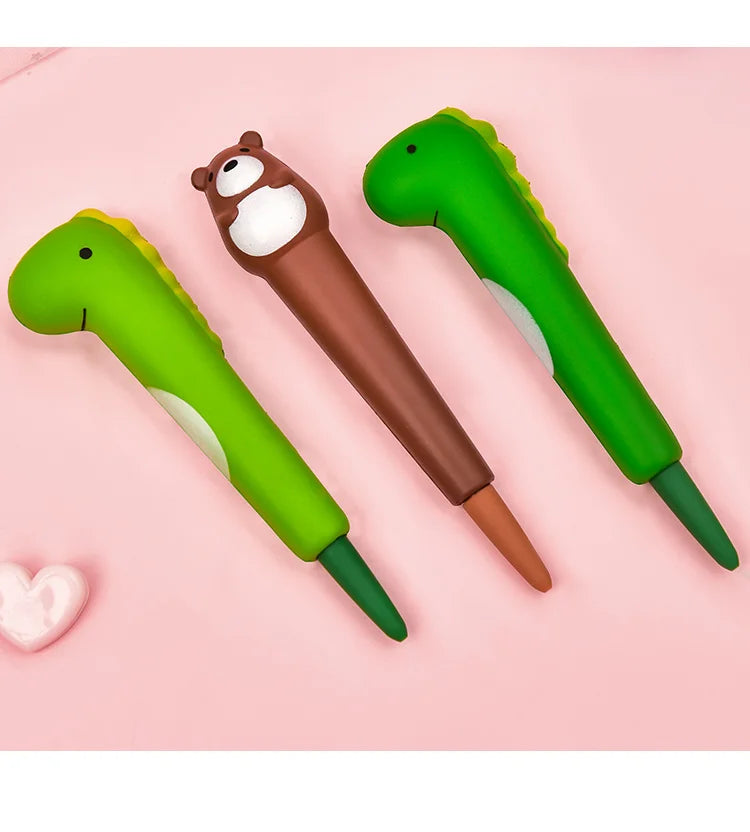 New Squishy Antistress Toys Ice Cream Hot Dog Dinosaur Slow Rising Pen Soft Squeeze Pen Stress Relief Toy Christmas Gifts