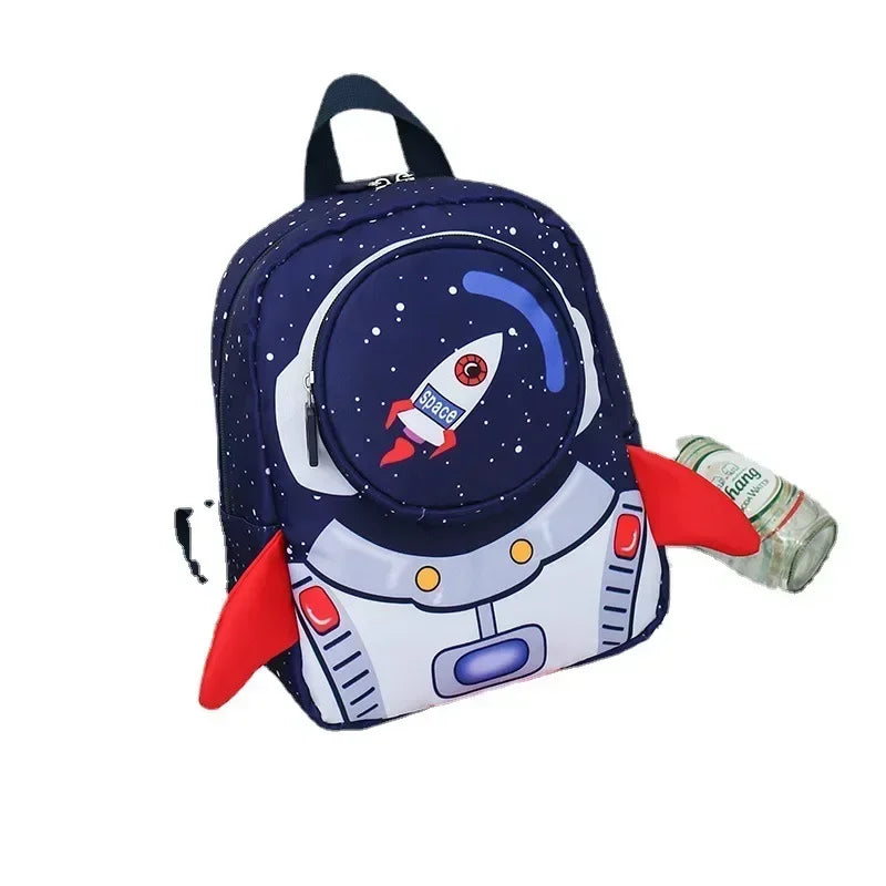 Childrens Anti Slip Backpack 1-3Years Old Space Rocket Towing Rope Kindergarten Backpack Childrens Early Education Bag New Model