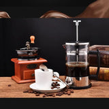Stainless Steel Glass French Press Tea Coffee Maker 350ml 12oz 1-2 Cups