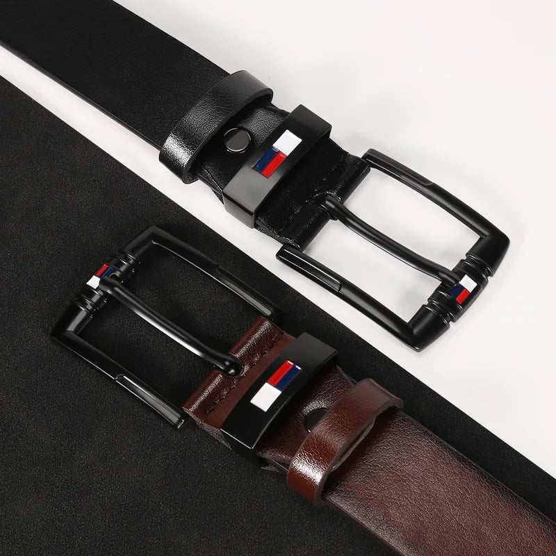 1pc Men's PU Leather Alloy Black Pin Square Buckle Belt Business Leisure Belts Fashion Black Coffee WaistBelts for Men