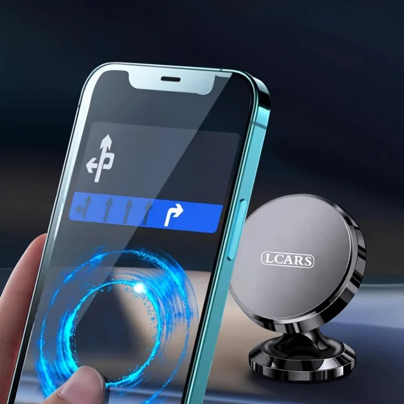 The magnetic dashboard is glued to the car mount for mobile phone navigation