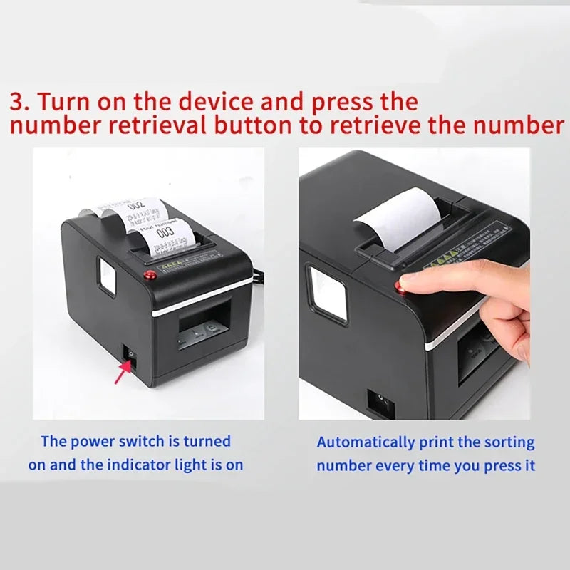 Ticket Dispenser 57mm Label Receipt Take Number Machine and Restaurant Pagers Queue Call Management System Restaurant Equipments