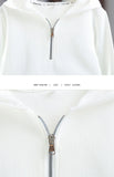 Girls Cotton Plain Hooded Half Zip Cropped Sweatshirt Jackets School Kids Track Pullover Jumper Children Work Coat Tops 3-16Yrs