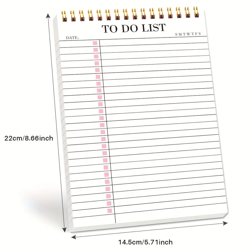 1pc to Do List Notepad, Undated Daily Planner Notepad with to Do List Notebook Checklist Planner Spiral Cover Notepad