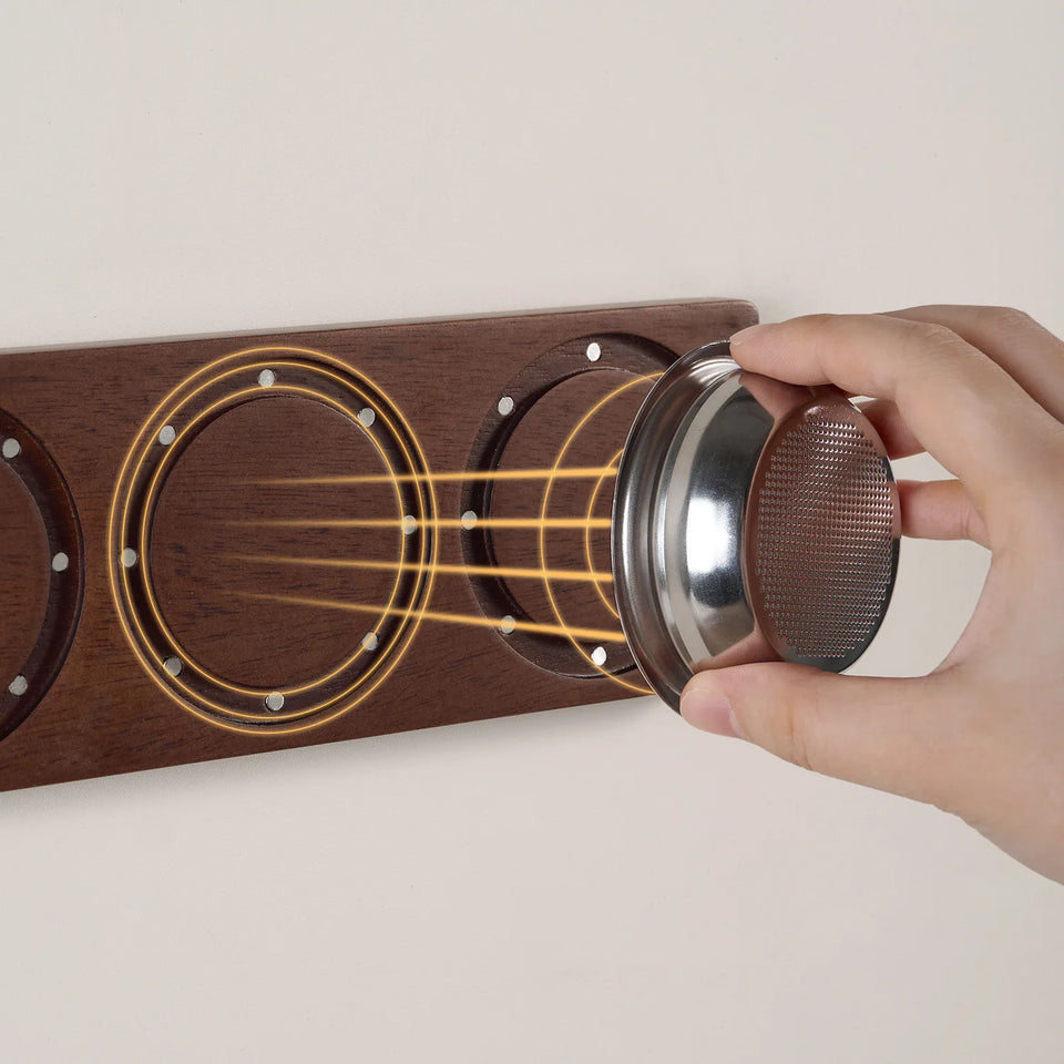 58mm Coffee Filter Basket Storage Tray Magnetic Wall Mounted Coffee Grounds Bowl Rack Single/Double Bowl Blind Bowl Rack