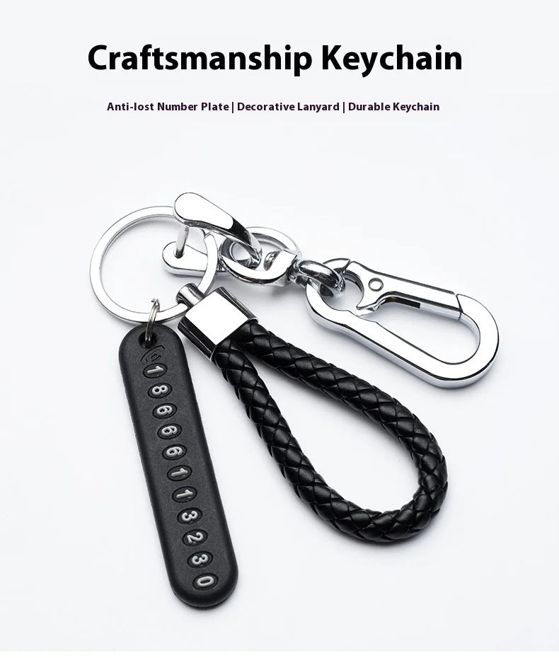 Mobile Phone Number Plate Woven Rope Car Key Anti-loss Phone DIY Pendant Men's and Women's 8-shaped Key Chain Key Chain