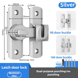 1pc Security Door Lock Handle Commercial Residential Grade Anti-Pick Lock with Adjustable 90°/180° Slide Indoor Outdoor Use