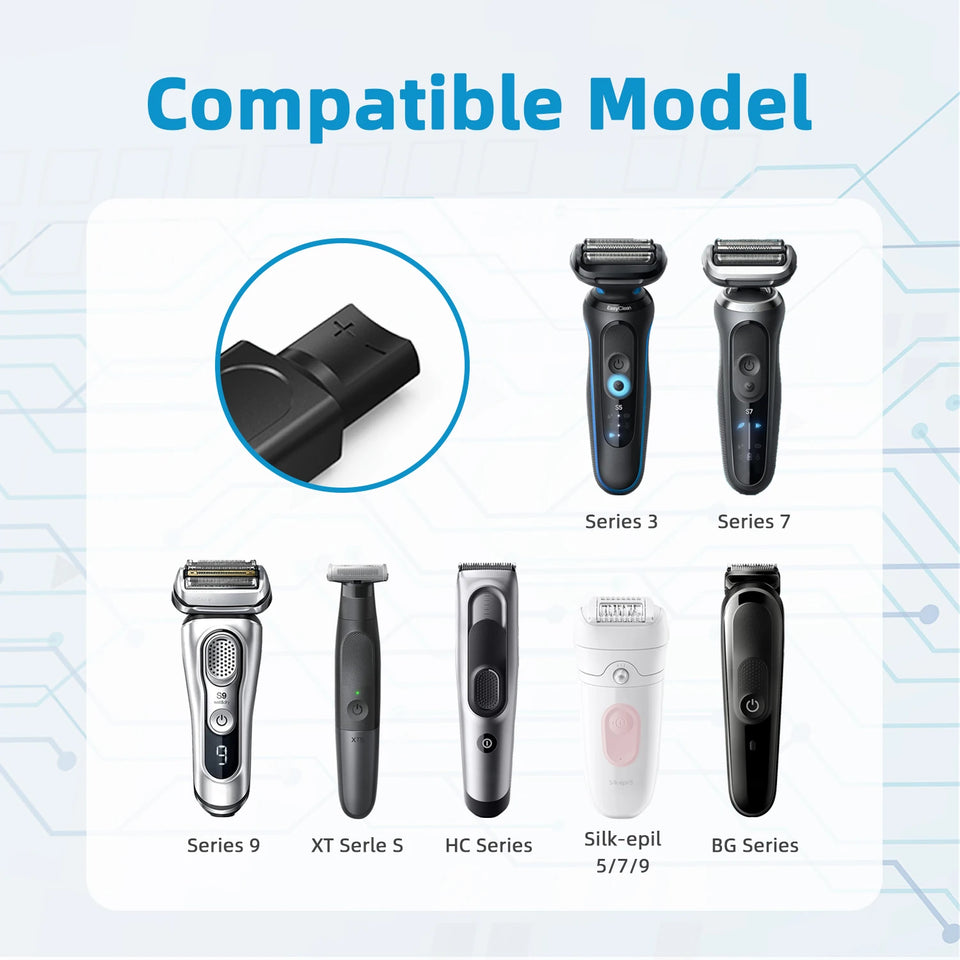 YUKU 12V Type-C Shaver Charger Adapter Charging Converter Fit for Braun Series 3 5 7 9 6 XT5 Electric Shaver Charger Replacement