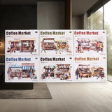 Coffee Bazaar Series Sticker Pack 6 Coffee Shop Diorama Themes 15Pcs Journal Decor for Cafe Lovers
