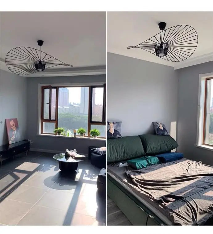 Italian Nordic Straw Hat Pendant Light Restaurant Art Living room Designer Industrial Retro Restaurant Kitchen Hanging Lights