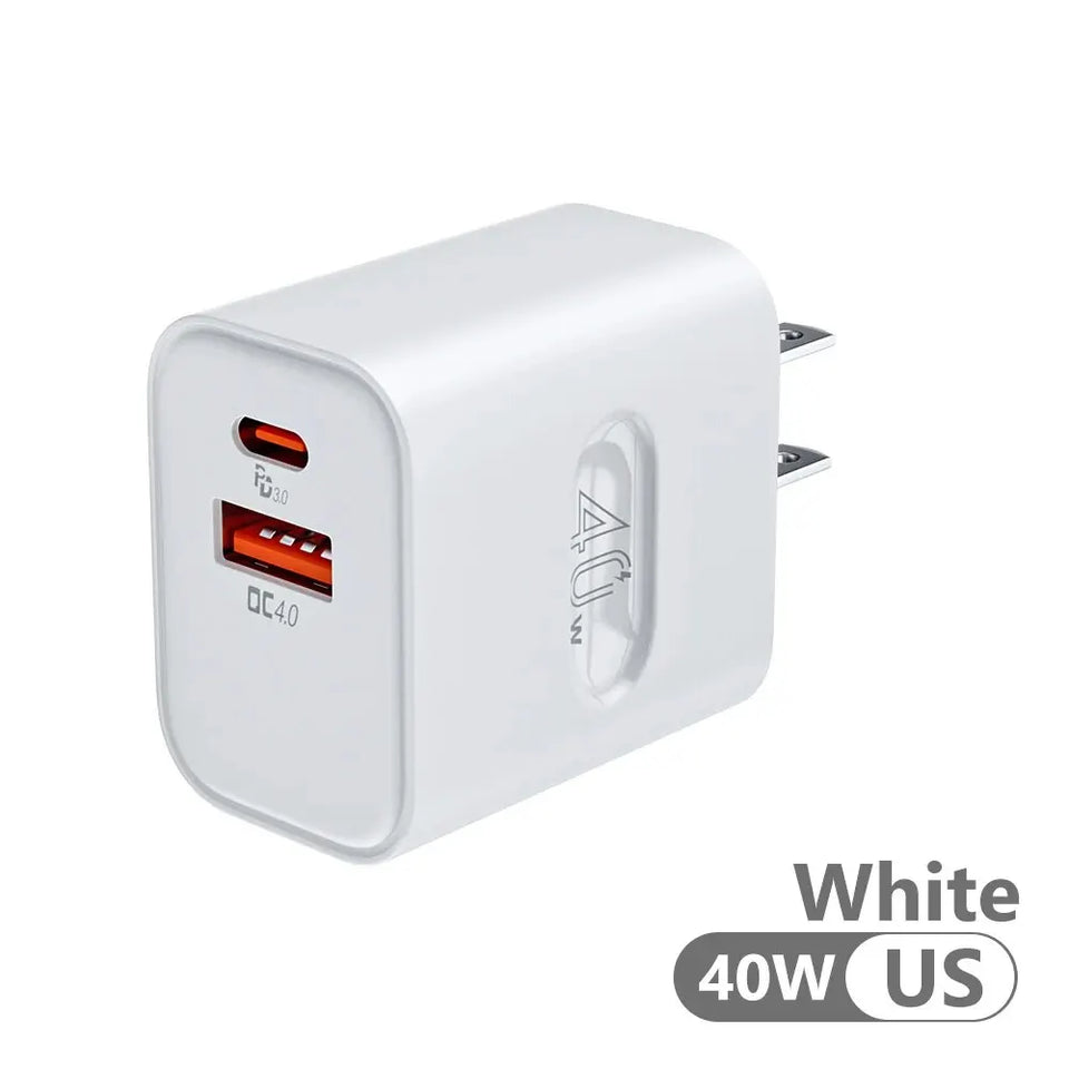 40W USB Type C Charger Dual Port QC4.0 PPS PD 20W Quick Fast Charging Mobile Phone Charger Adapter for iPhone Samsung Xiaomi