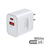 40W USB Type C Charger Dual Port QC4.0 PPS PD 20W Quick Fast Charging Mobile Phone Charger Adapter for iPhone Samsung Xiaomi