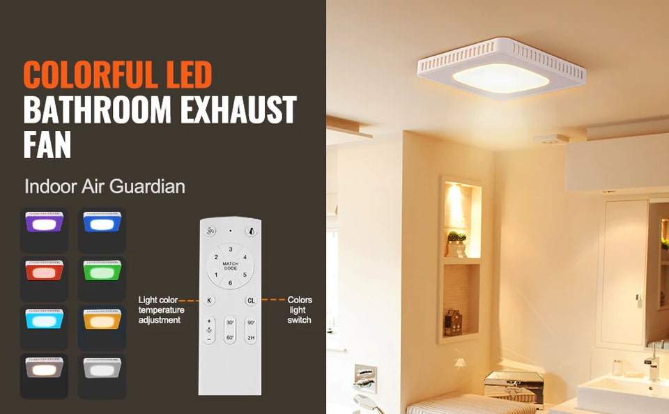 SucceBuy Bathroom Exhaust Fan 80/110CFM High-Efficiency Ventilation 1.5sones Low Noise Operation Energy-Saving Bathroom Ceiling
