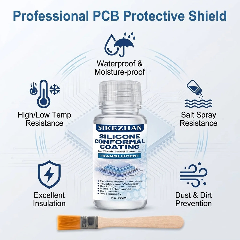Waterproof Silicone Conformal Coating PCB Protection Lacquer Anti-corrosion Insulation Varnish with Brush for Electronic Repair