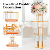 5 Tiers Gold/Silver Wedding Centerpieces Flower Stand Vase Centerpiece Acrylic Flower Stand with Hanging Acrylic