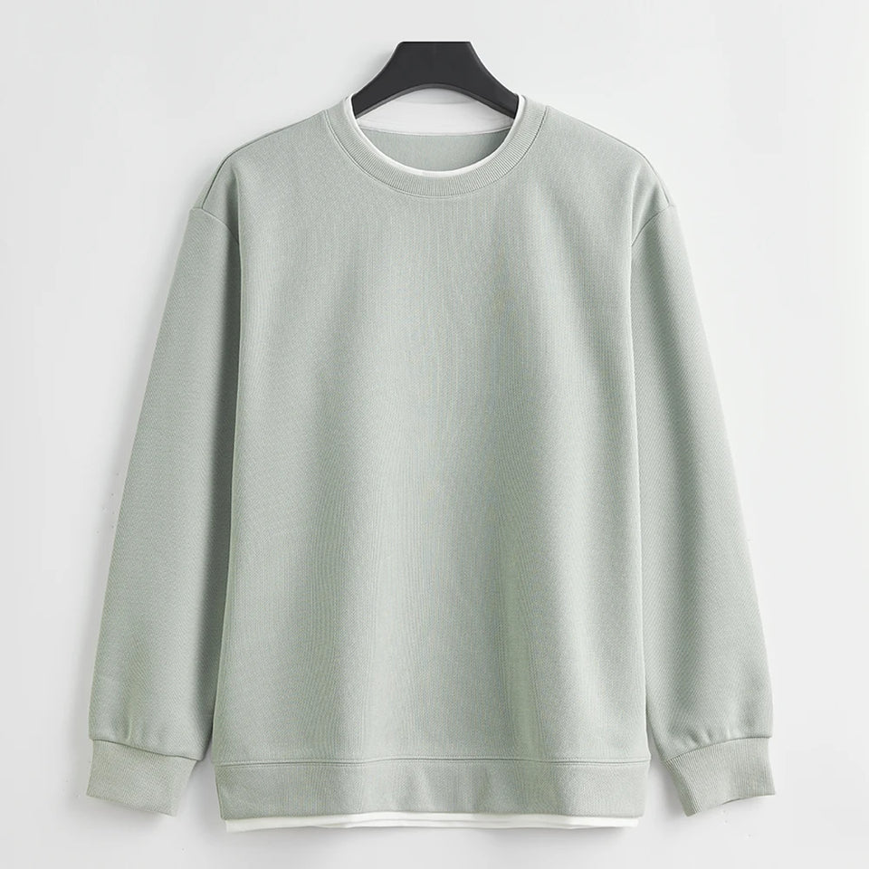 Men's Long Sleeve Casual Hoodie Loose Fit Round Neck White Top For Spring Autumn Versatile Sweatshirt Trendy Brand Men's Wear