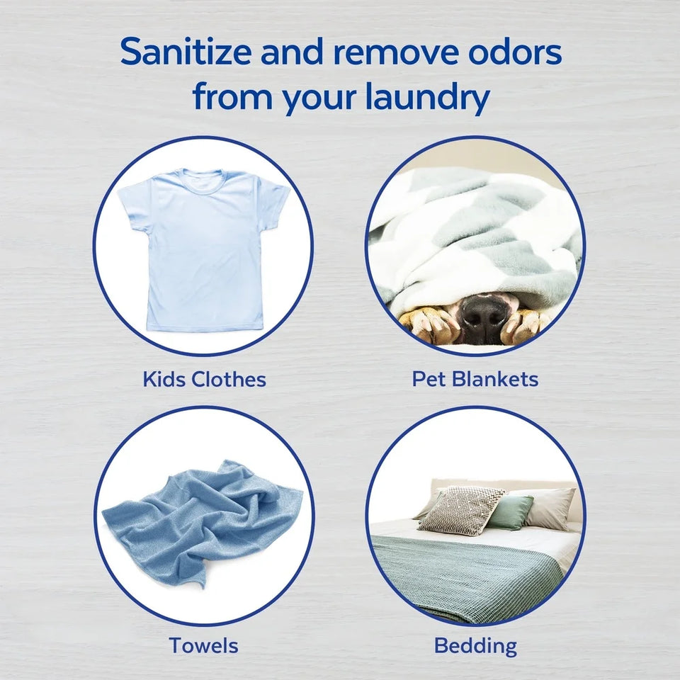 Laundry Sanitizer Additive kills 99 9% bacteria odor eliminator bleach free laundry detergent crisp linen scent safe all fabrics