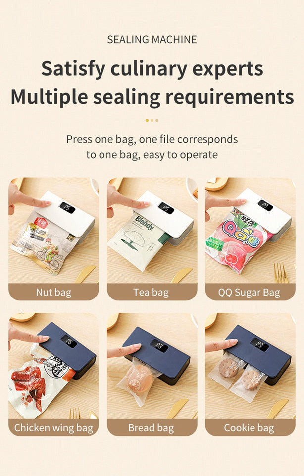 Plastic Bags Sealer Mini Sealing Machine Portable Handheld Mini Heat Bag Sealer USB Rechargeable Food Packaging Sealing Machine