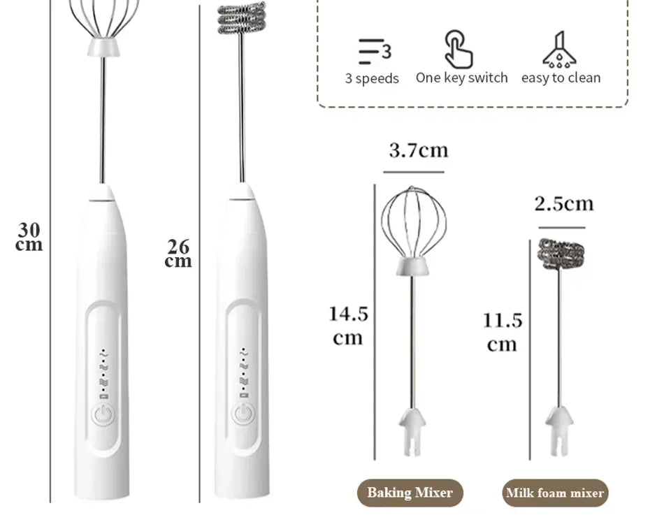Electric Milk Froth Stirrer Wireless Coffee Whisk Handheld Egg Beater Cappuccino Foam Stirrer USB Portable Kitchen Tools Frother