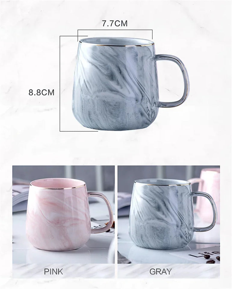 Nordic Ins Style Ceramic Mug Marbled  Gold Rim Coffee Cup Oatmeal Breakfast Cup Valentine's Day present Couple water cups