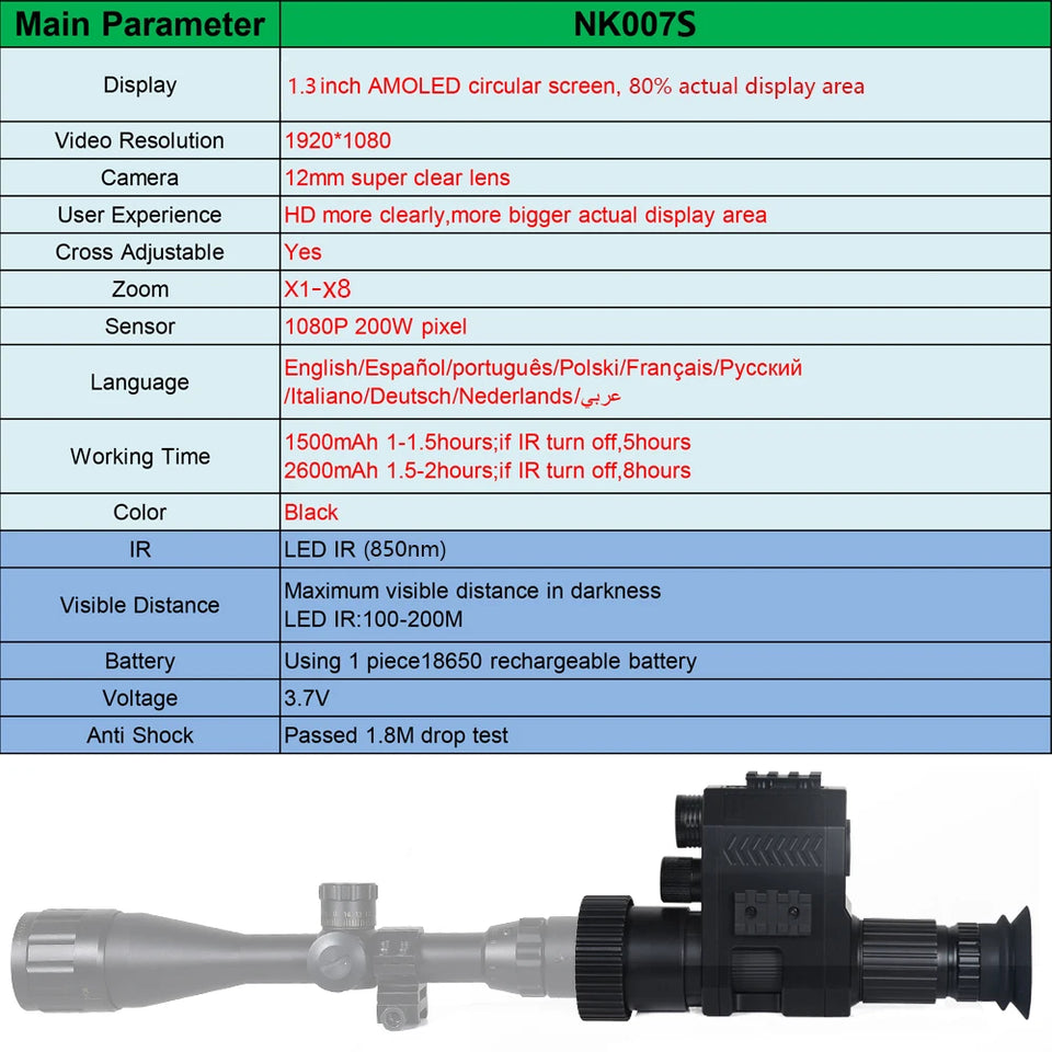 Tactical FAST Helmet NVG Night Vision Device, Hunting Riflescope IR Night Vision, Outdoor CS Shooting Training Sight Digital Cam