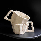 1Pc Ink Wash Octagonal Ceramic Mug, Creative Irregular Ink Wash Ceramic Mug Coffee Cup, High-Value Household Drinking Cup, Suitable for Daily Breakfast Cup, Living Room Bedroom Drinking Cup, Afternoon Tea Coffee Cup, Holiday