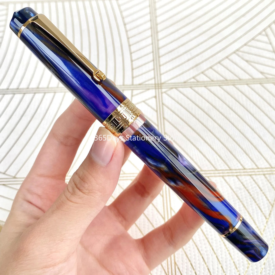 Smooth Asvine P20 Piston Filling Fountain Pen Acrylic Beautiful Patterns EF/F/M Nib with Golden Clip Writing Office Gift Box Pen